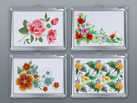CIGARETTE CASE WITH LIGHTER - FLOWERS