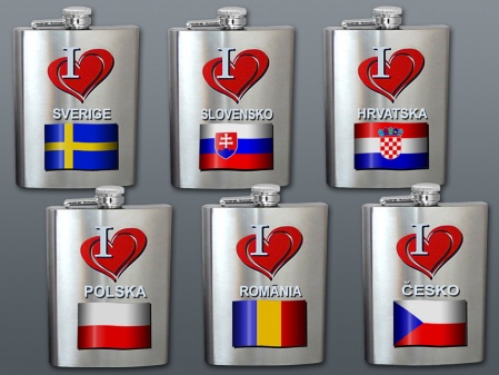 HIP-FLASK SILVER - COUNTRIES (FLAG)