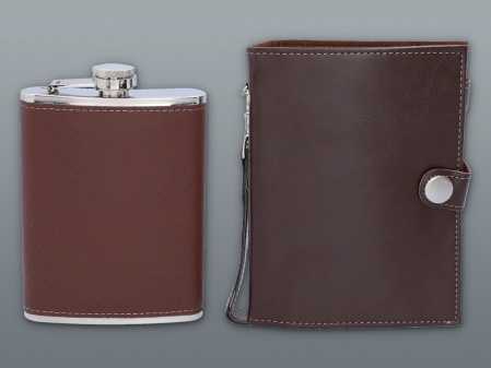 METAL HIP-FLASK WITH CASE