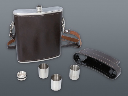 HIP-FLASK METAL WITH 3 CUPS