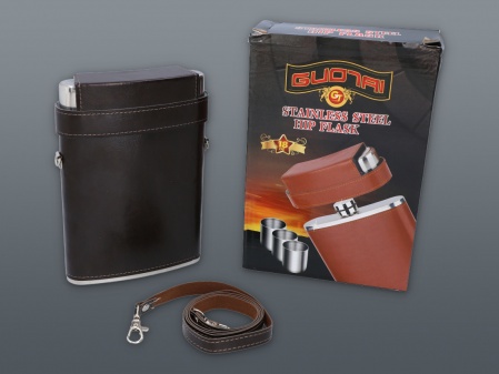 HIP-FLASK METAL WITH 3 CUPS