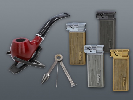 SET - PIPE, LIGHTER AND ACCESSORIES